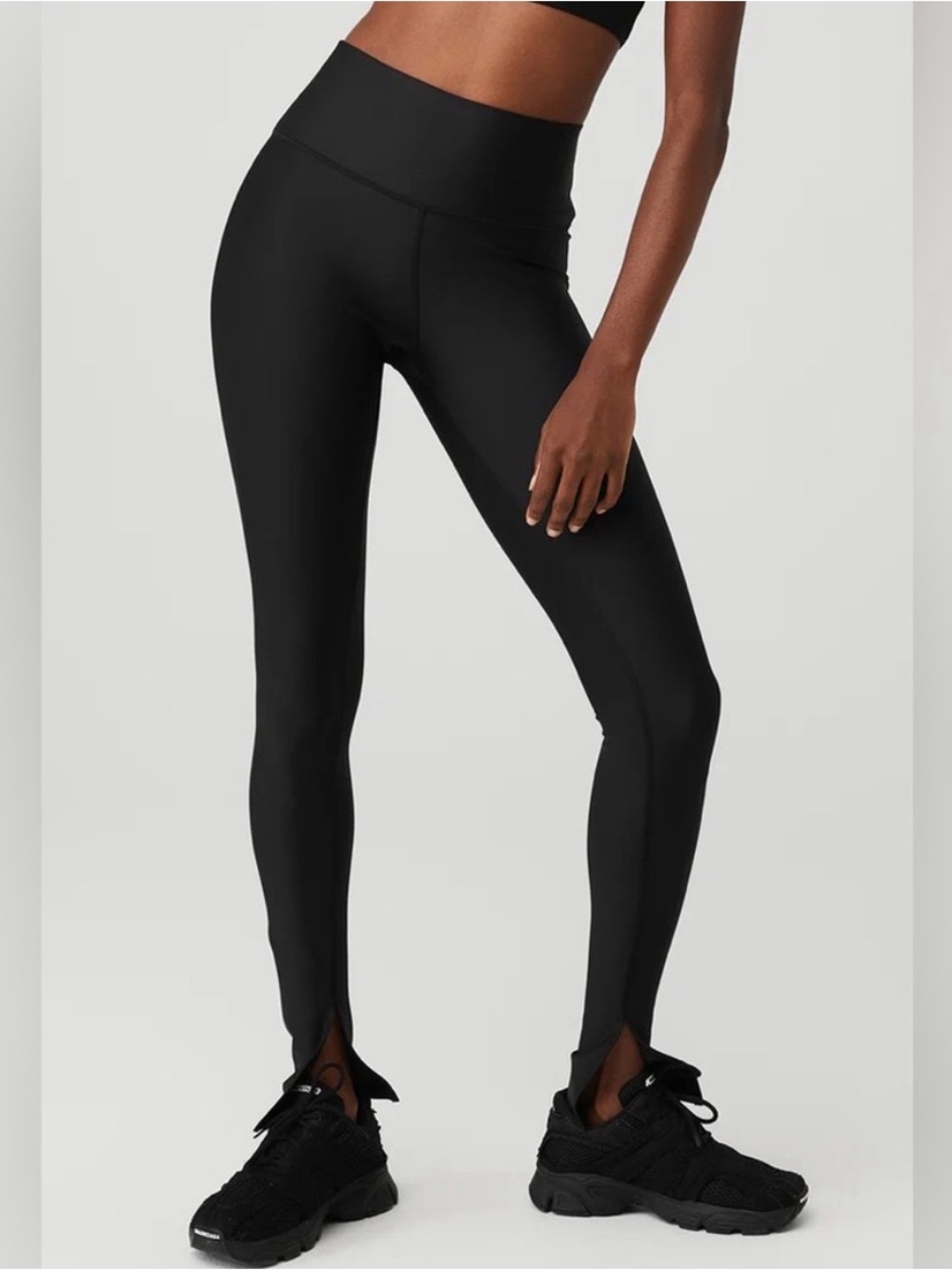 ALO Yoga Black High-Rise Ankle-Slit Leggings